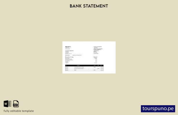 listo para imprimir plantilla de Word del estado de cuenta del Banco de EE. UU. 